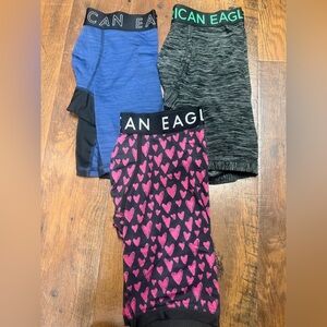 Three vintage AE Flex boxerbriefs. Size small 9”